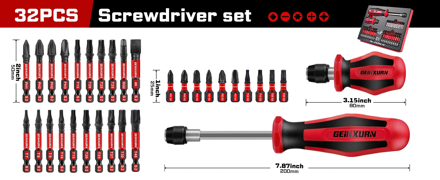  High Durability Screwdriver set with Precision Ratchet  for hardened steel​