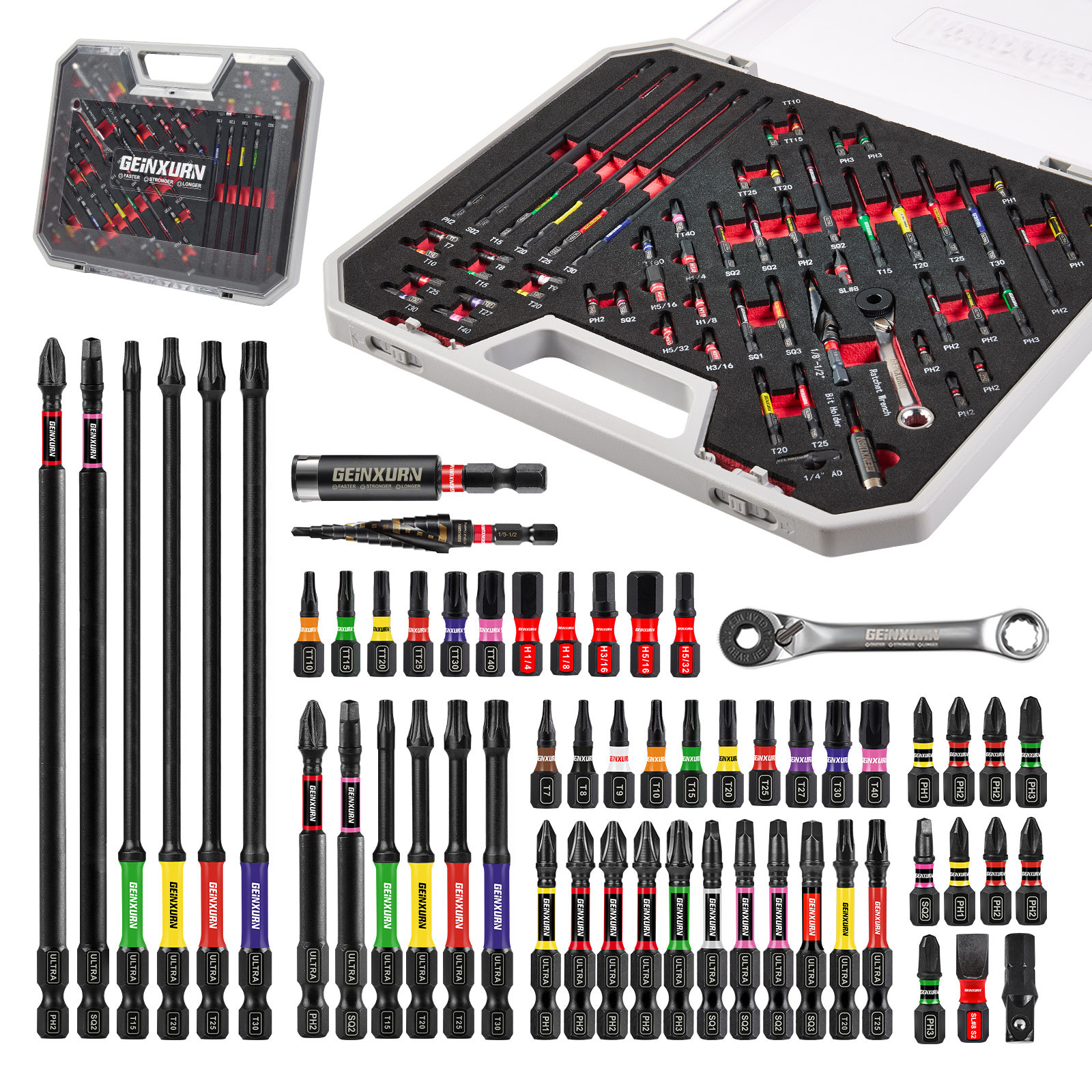 58PCS Color-Coded Quick Identification Impact Power Bit Set-Grey